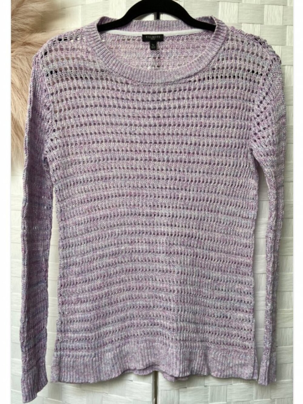 Talbots 100% Cotton Open Knit Purple Sweater Size S/P